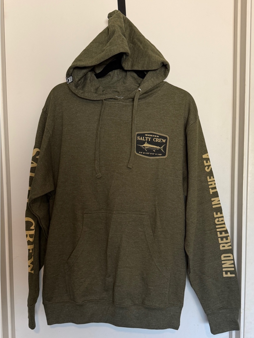 Salty Crew Olive Green Pullover Hoodie Size Medium